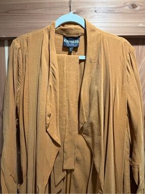 Express Draped Open-Front Blazer in Mustard